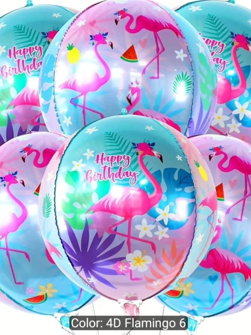 Happy Birthday Flamingo Foil Balloon - Pink & Teal (6 Count)